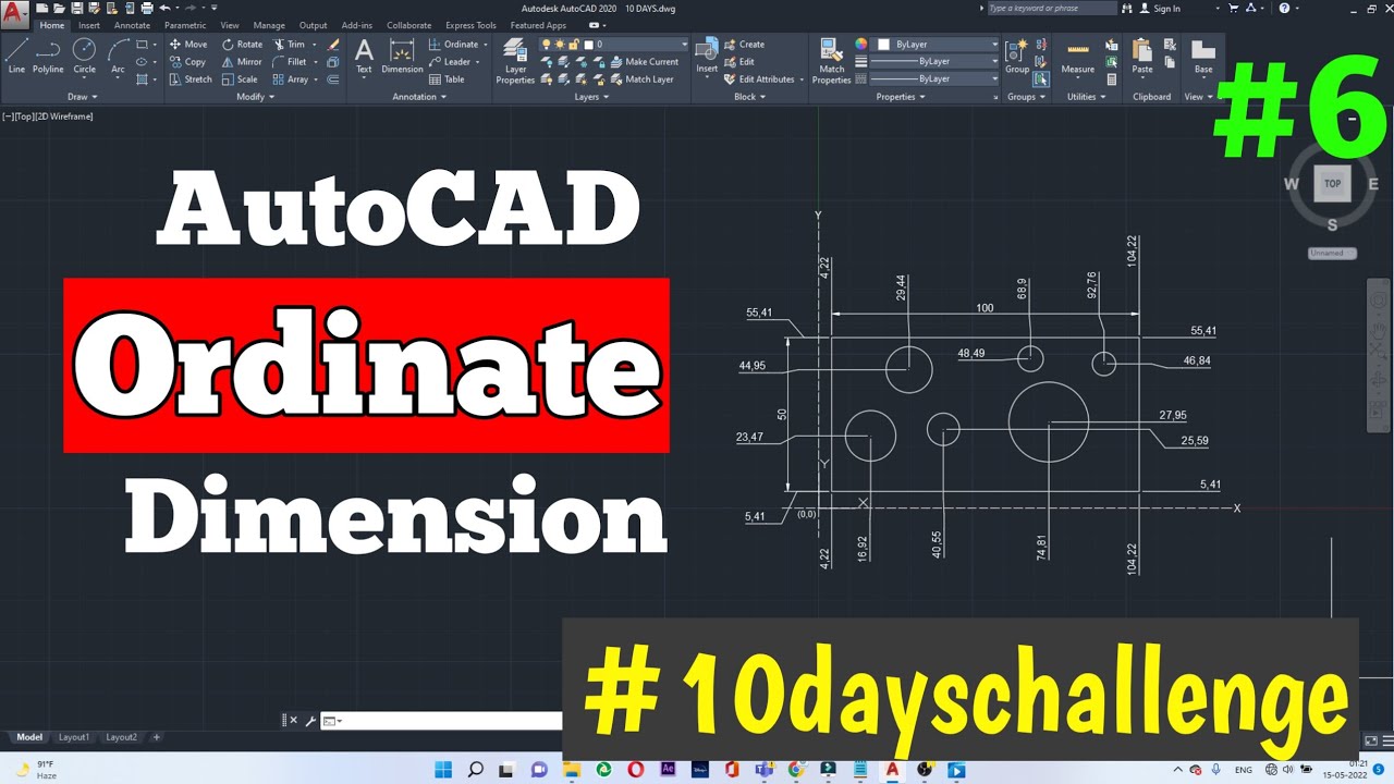 #6 AutoCAD ordinate dimension | To Create an Ordinate Dimension