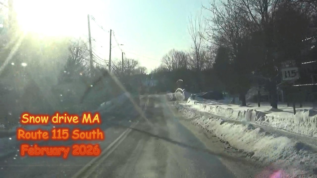 Snowy drive Massachusetts Route 115 South - February 2026