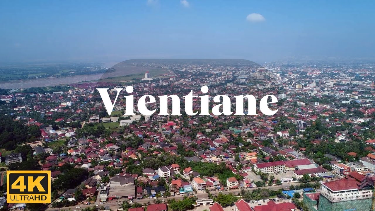 World travel, Aerial view of Vientiane (Laos) 4k video