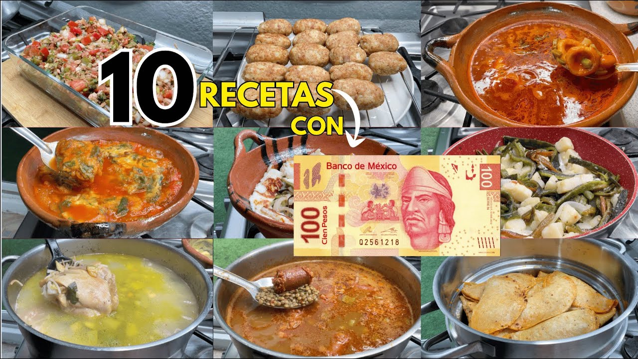 ✅ 10 RECETAS CON $100 PESOS 💸🍽️  #cocinaconmigo #viralrecipevideo