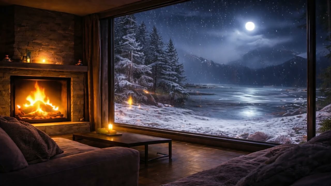 Winter Fireplace Piano ❄️ Cozy Music for Deep Sleep, Focus & Stress Relief (5.5 Hours)
