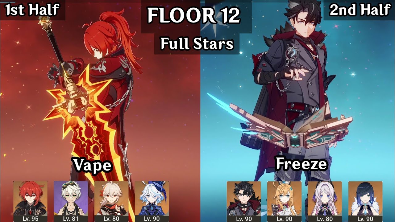 Diluc Vape + Wriothesley Freeze | 6.2 Spiral Abyss Floor 12 9 Stars | Genshin Impact