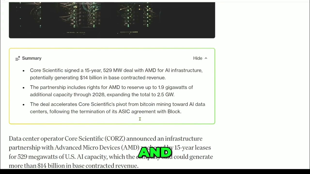 From Bitcoin Mining to AI: Core Scientific's Massive AMD Deal!
