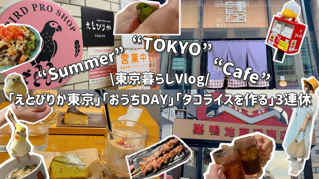 【Vlog】東京生活3連休🗼えとぴりか東京で鳥に癒されてタコライスを作ったまったり3連休😊💗