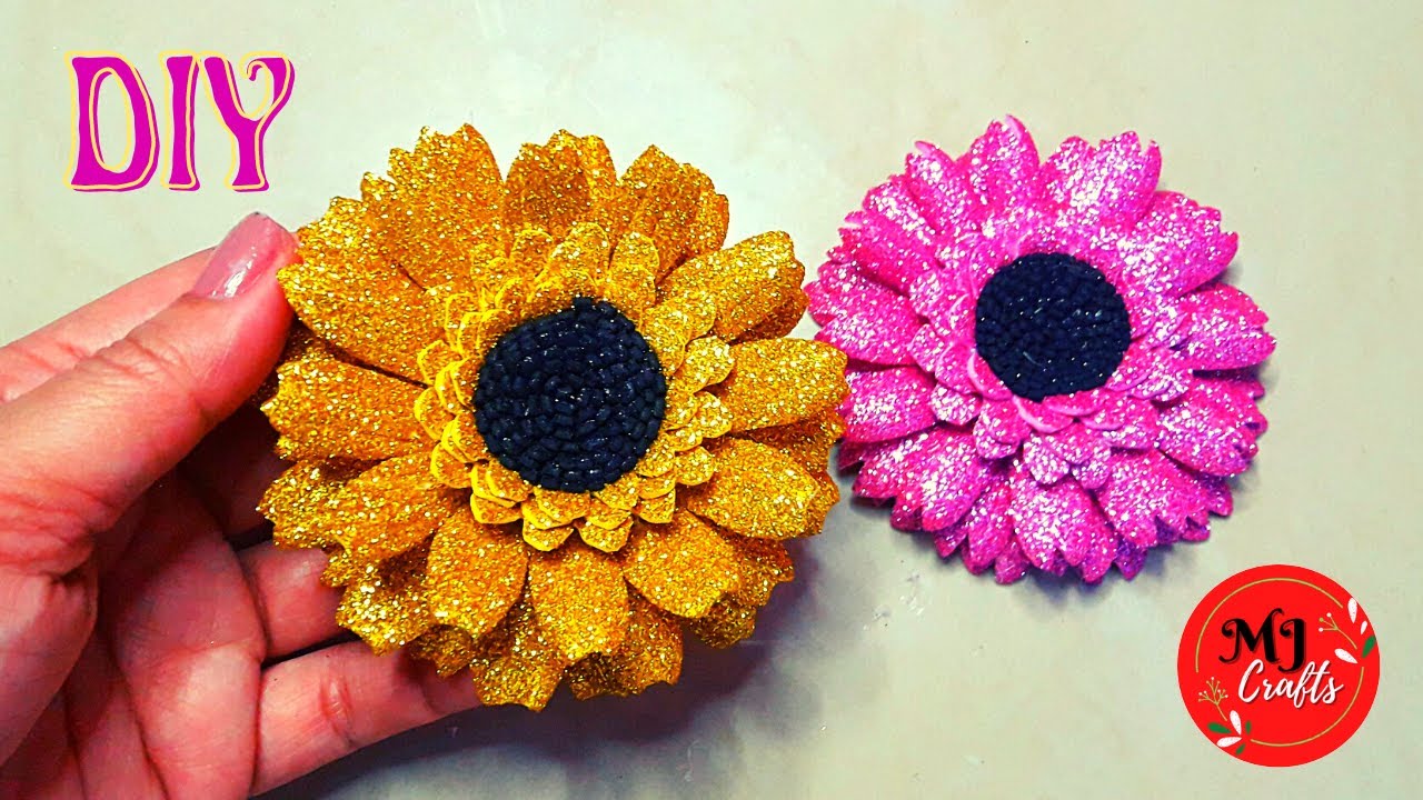 HOW TO MAKE FLOWERS | DIY GLITTER FOAM FLOWER DESIGN 12 | @MJCrafts