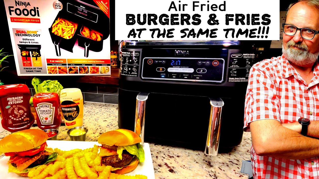 Ninja Foodi Dual Zone Air Fryer Hamburger & French Fries at SAME TIME 2 Basket DualZone Technology