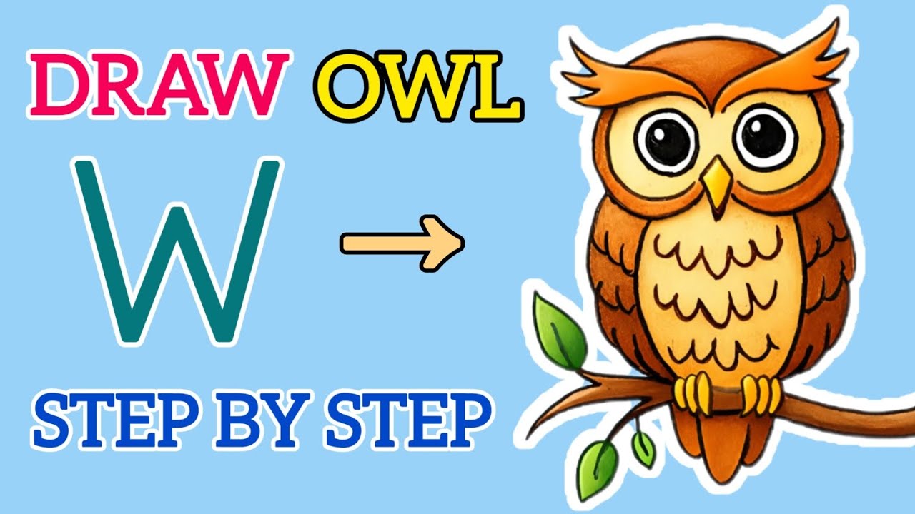 Alphabet W  से Owl बनाएं 🦉| Easy Owl Drawing | Doodle Gyaan