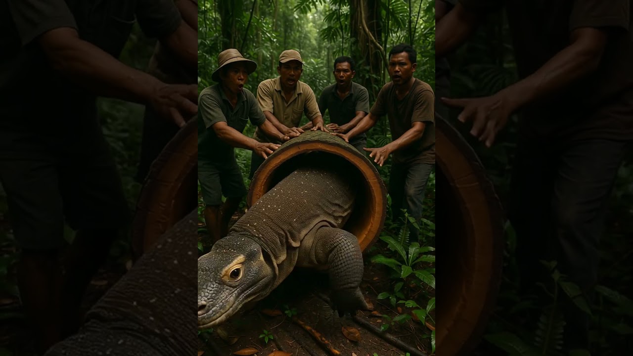 Rescue Giant Lizard from Wood Trunk 🦎