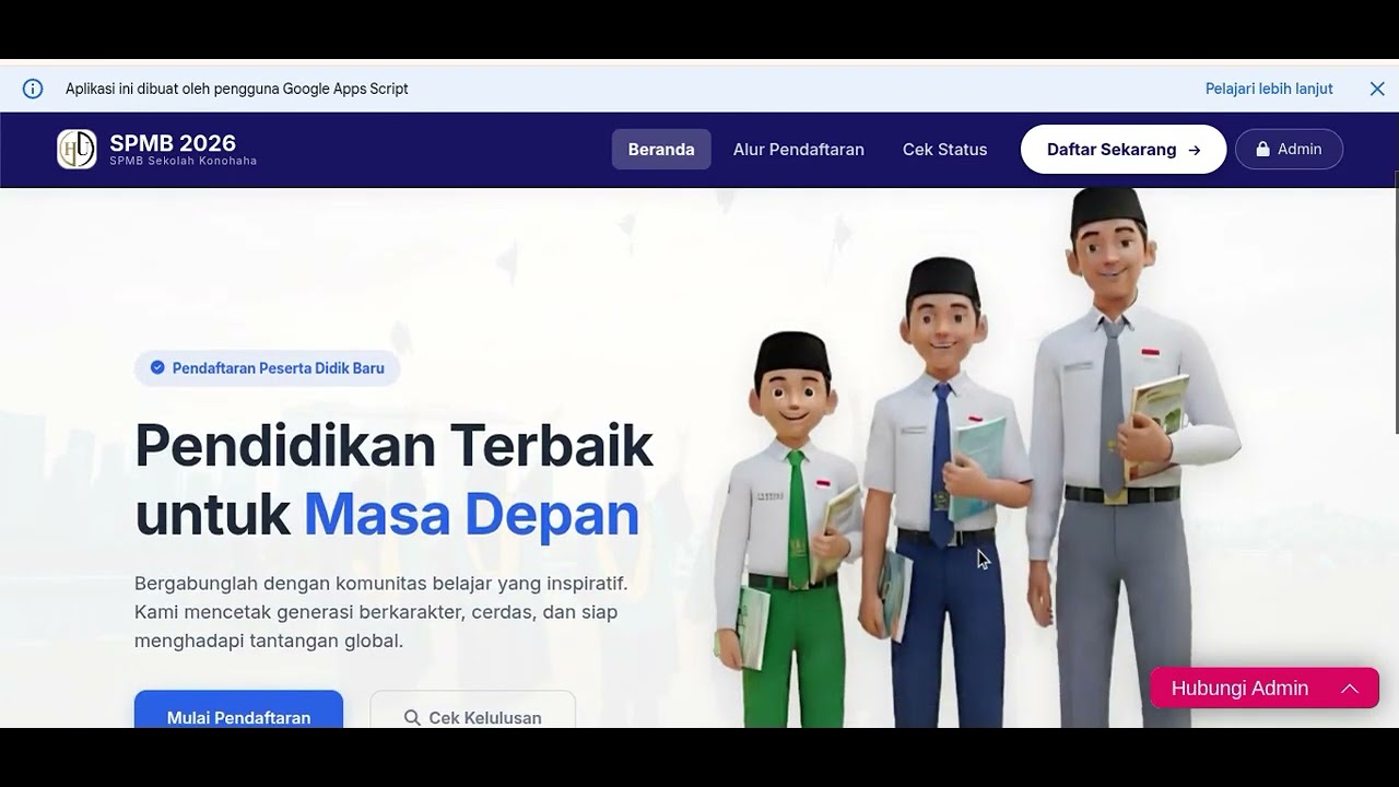 🎓 Aplikasi PPDB - SPMB Online- (Serverless) tanpa server tanpa hosting tanpa domain