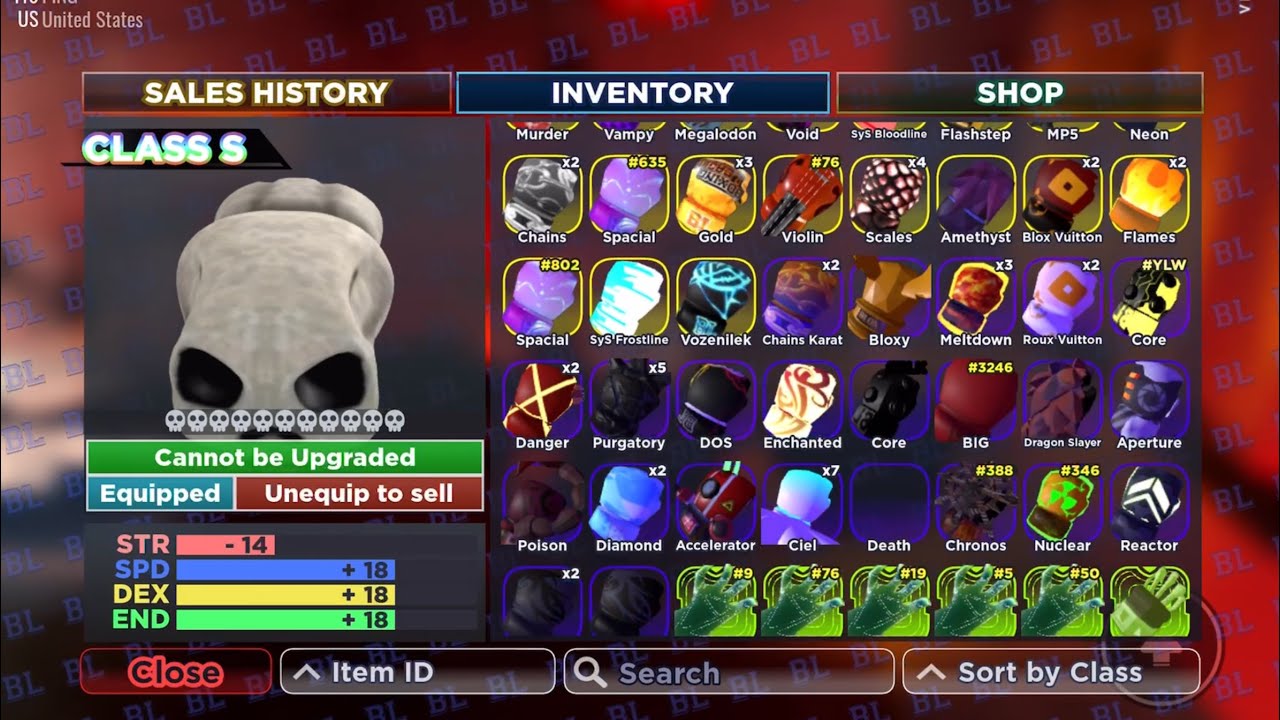 Death glove showcase (Boxing League)Roblox)