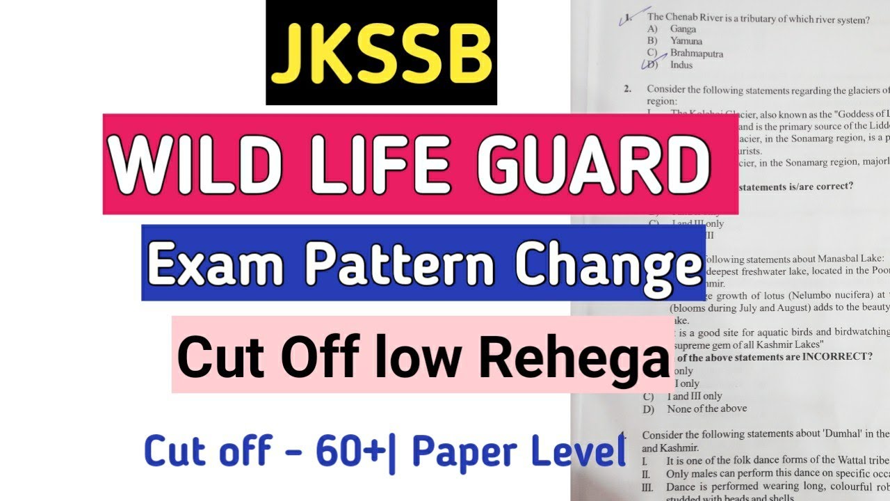 Jkssb | Wild Life Guard Cut off | Category Wise Cut off | Exam pattern Change| Paper level Hard|60+
