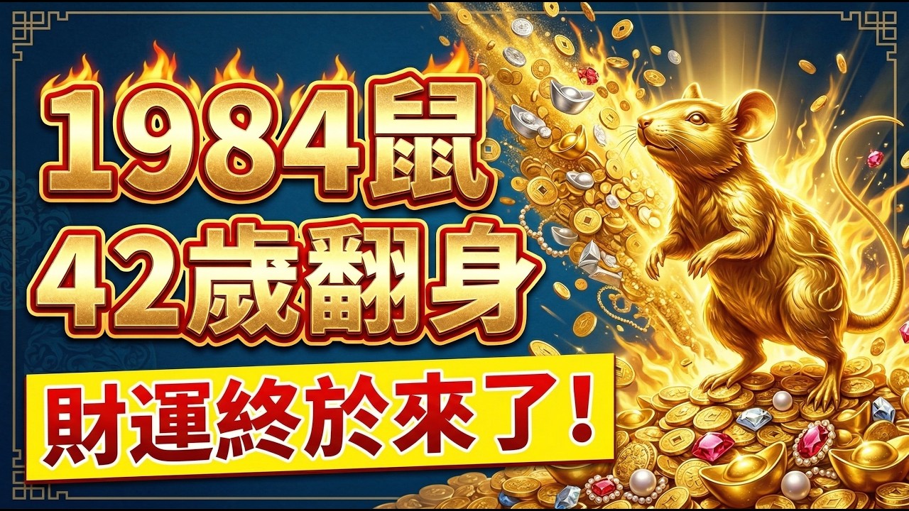 1984年海中金鼠，2026年是你翻身之年！42歲財運大爆發，貴人送錢上門，好日子來了！#2026屬鼠運勢 #生肖鼠2026運勢 #1984年屬鼠 #財運 #翻身 #1984年生肖鼠 #貴人 #海中金