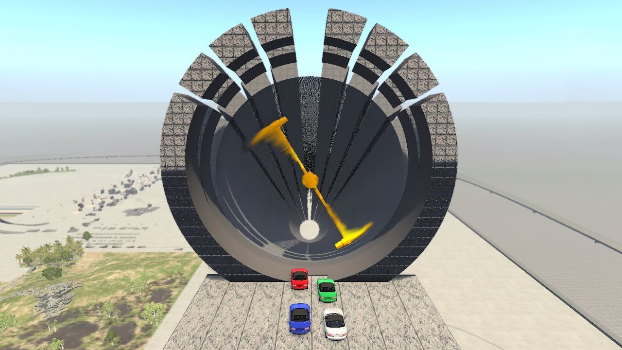 Beamng drive - Giant two-blade Propeller against Cars
