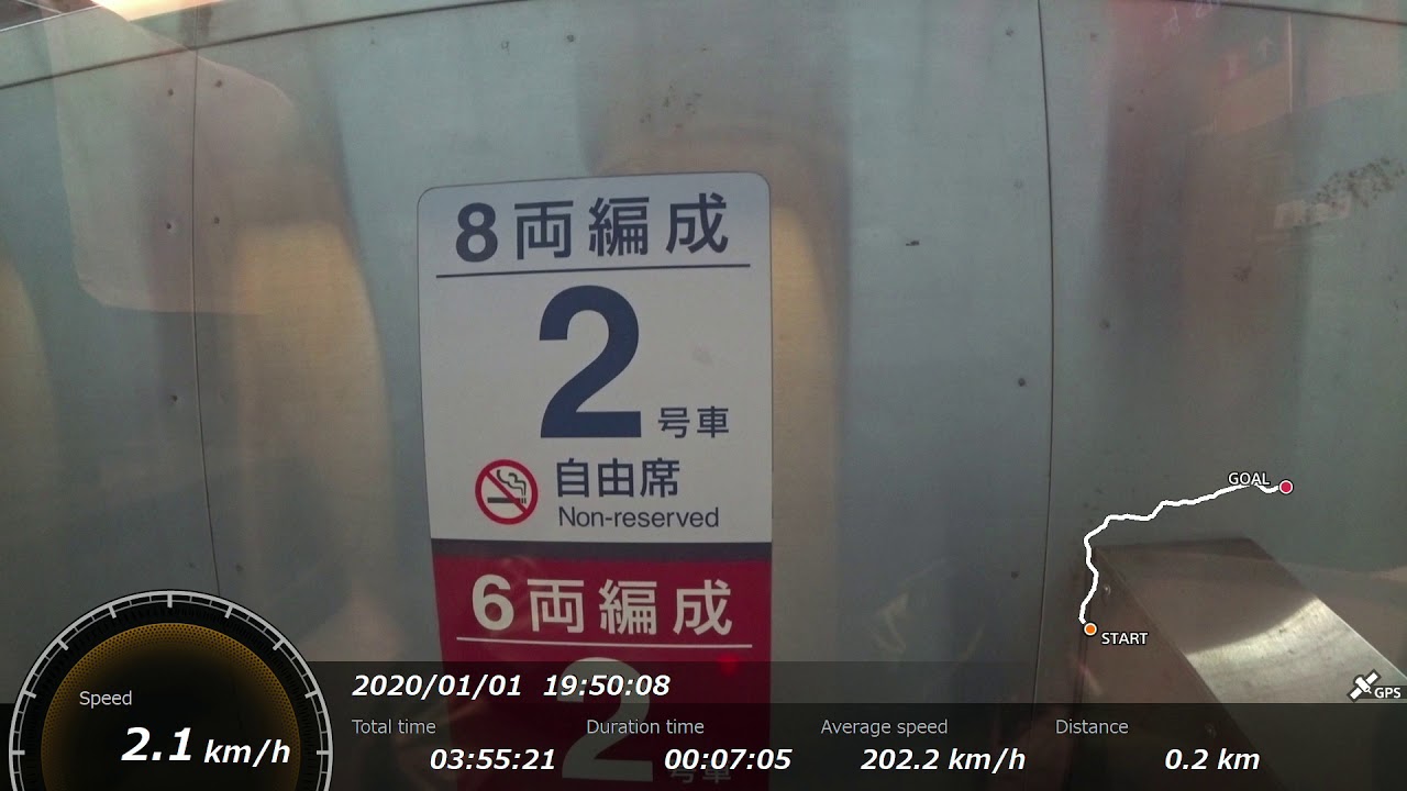 時刻・走行距離・速度計付き新幹線車窓 みずほ612号(鹿児島中央→新大阪) by アクションカム(高画質版)
