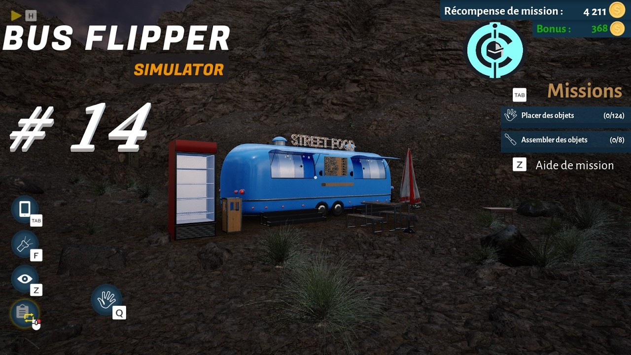 bus flipper simulator #14 Pose de carreaux a la salle de bain, et direction le food truck.