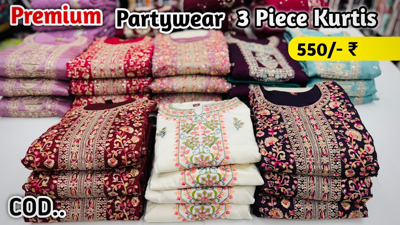 Premium Party Wear 3 Piece Get 550/- Rupees In Wholesale | Party Wear Kurtis Manufacturer
