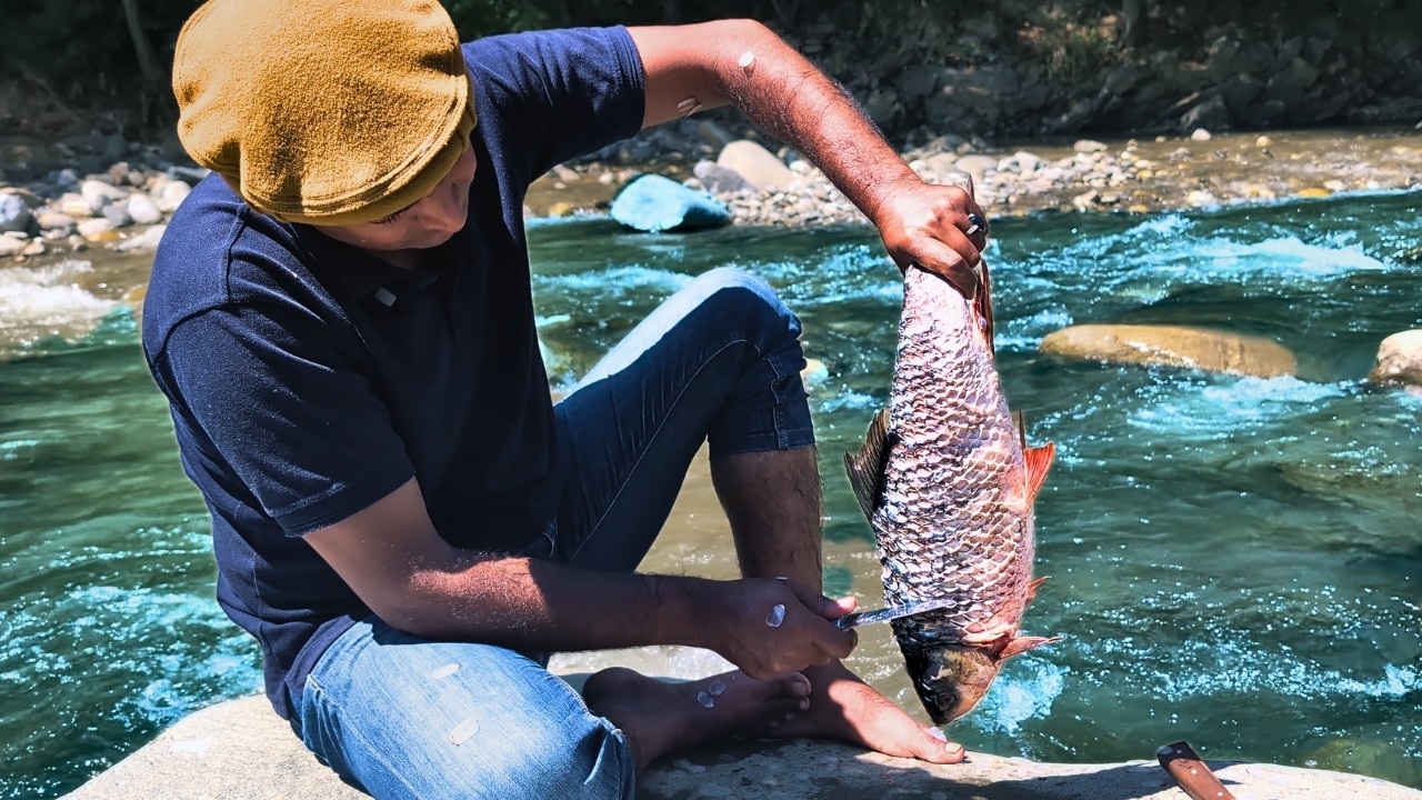 River Meets Fire & Fish Become Perfect | Mountain Riverside BBQ
