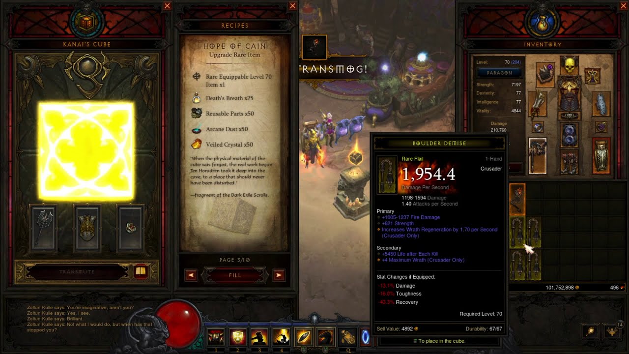 Kanai's Cube p01: 10 Crusader Rare Flails into Legendary - [Diablo 3] Season 21 Hardcore