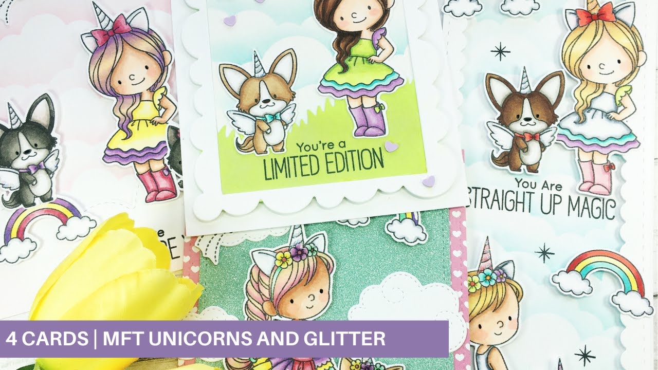 4 Cards 1 Stamp | My Favorite Things Unicorns and Glitter