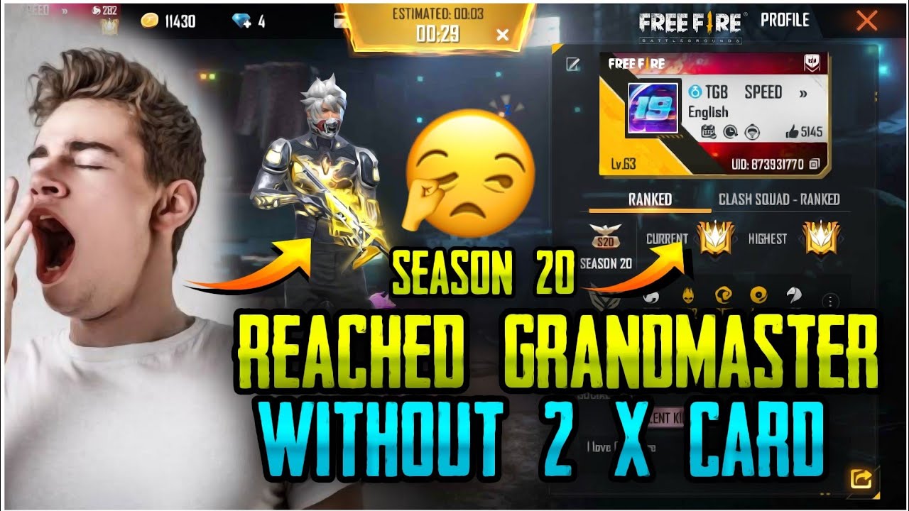 REACHED GRANDMASTER WITHOUT 2X CARD || SEASON 20 GRANDMASTER PLAYER || TGB SPEED