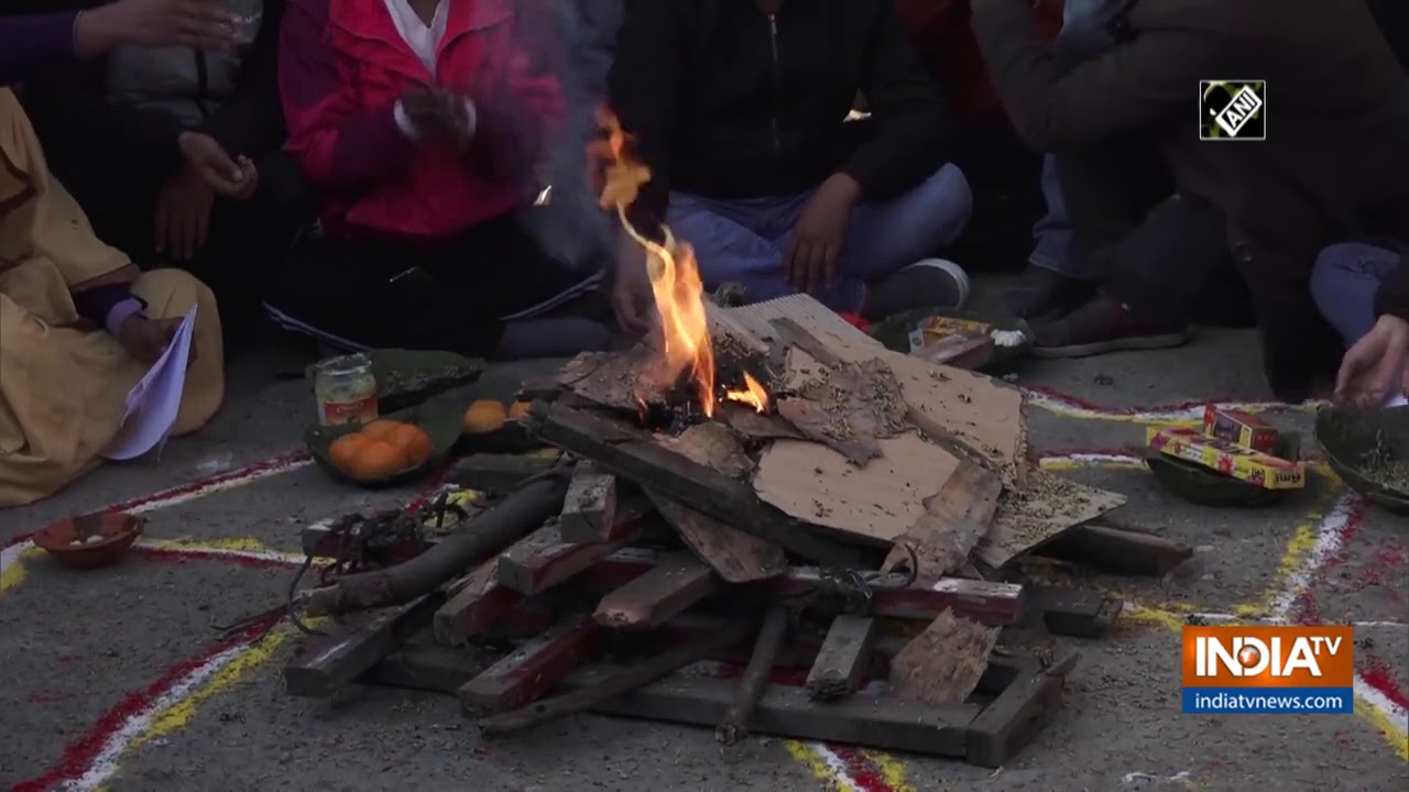 Students in Nepal perform vedic practice to mock government's 'unconstitutional move'