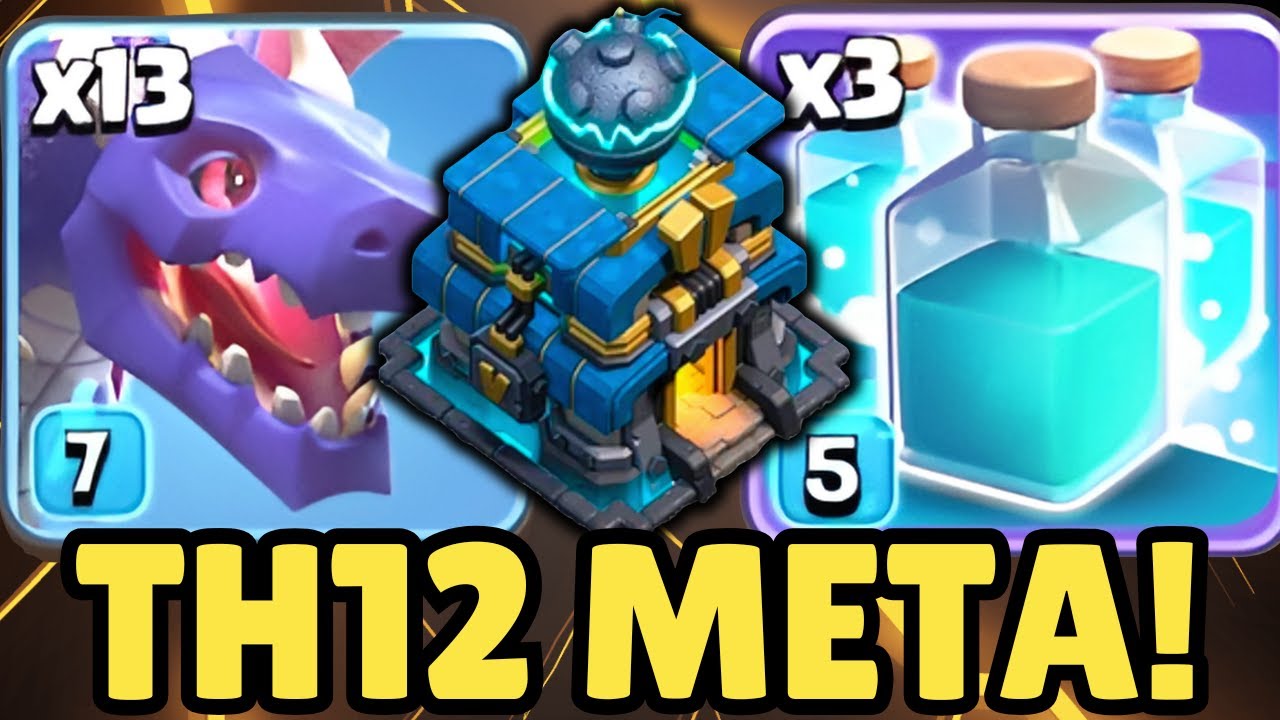EASIEST TH12 Army in Clash of Clans?! Mass Dragons + Triple Clone Melt TH13s!