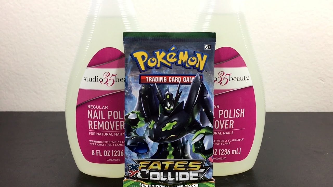 Pokemon Experiment: BOOSTER PACK DROWNED IN NAIL POLISH FOR A DAY!