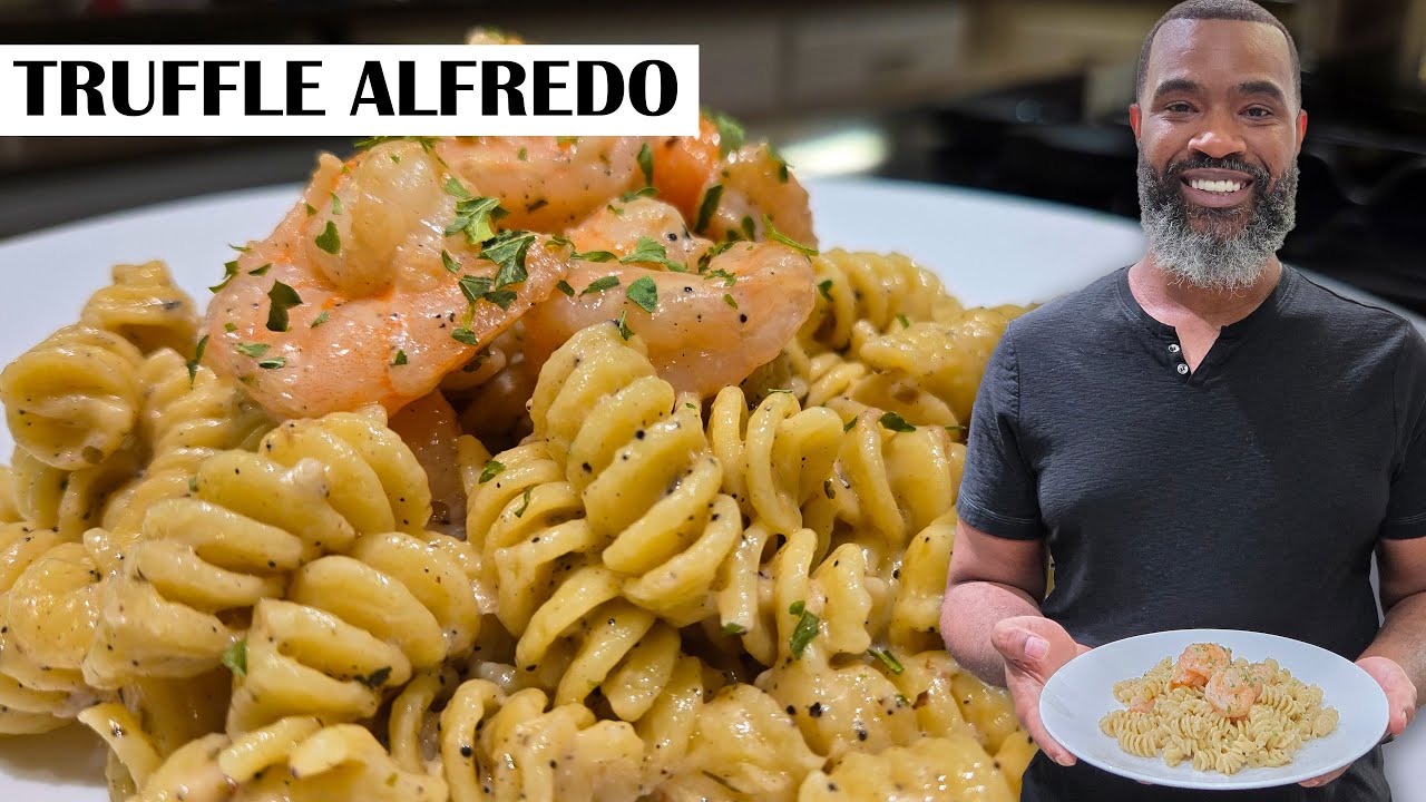 Truffle Shrimp Alfredo Pasta - EASY Recipe
