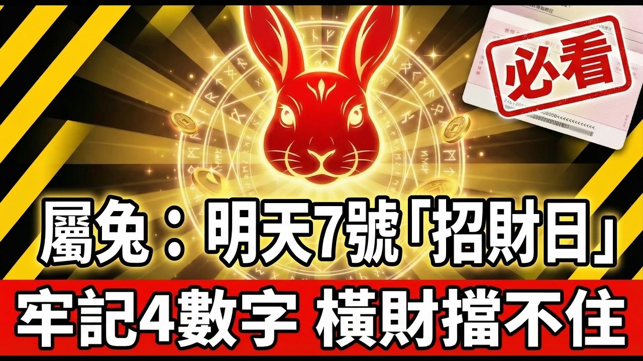 生肖兔必看！明天3月7號，農曆正月十九是「招財日」，你的偏財旺，多用這『4個數字』，讓你橫財擋不住！#生肖兔2026運勢 #財運 #偏財運 #招財數字 #轉運 #2026生肖兔運勢 #幸運數字 #屬兔