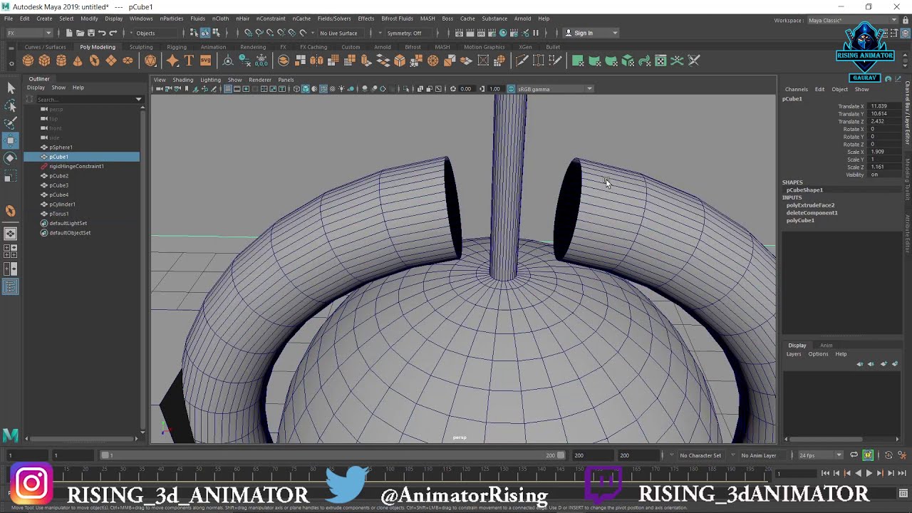 Maya Dynamics ( Hinge Constraint ). Satisfying video made In 3d Maya tutorial part 1.