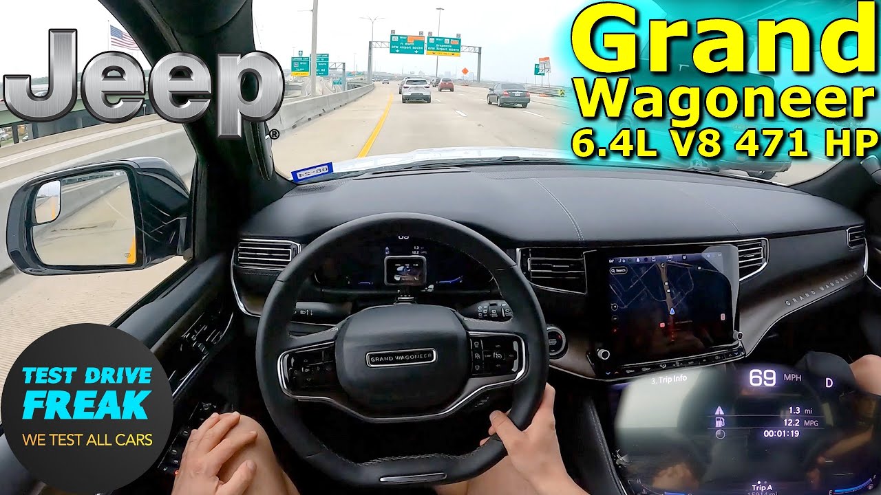 2023 Jeep Grand Wagoneer 6.4L V8 471 HP HIGHWAY DRIVE POV Dallas TX with Fuel Consumption