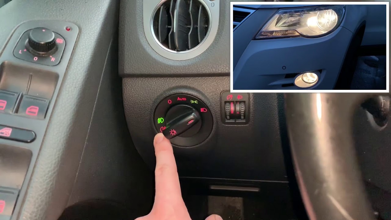 How to use the lights and vision exterior version dimmed head lights and high beam VW Tiguan DIY