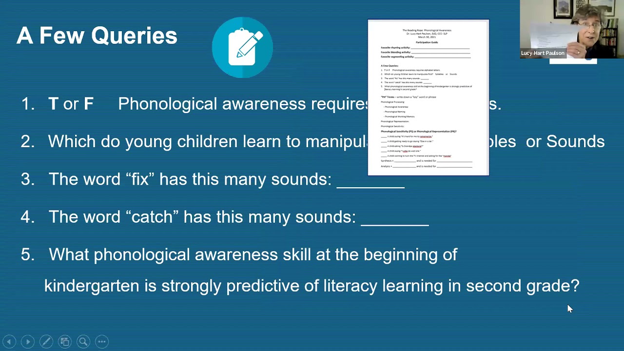 A 20th Year Celebration of Scarborough&rsquo;s Reading Rope - Phonology/ Phonemic Awareness (Session 2)
