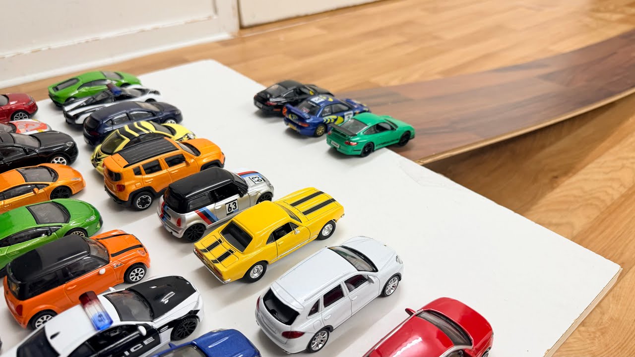 Colorful Toy Cars Slide & Roll Down the Slope 🚗🌈💨
