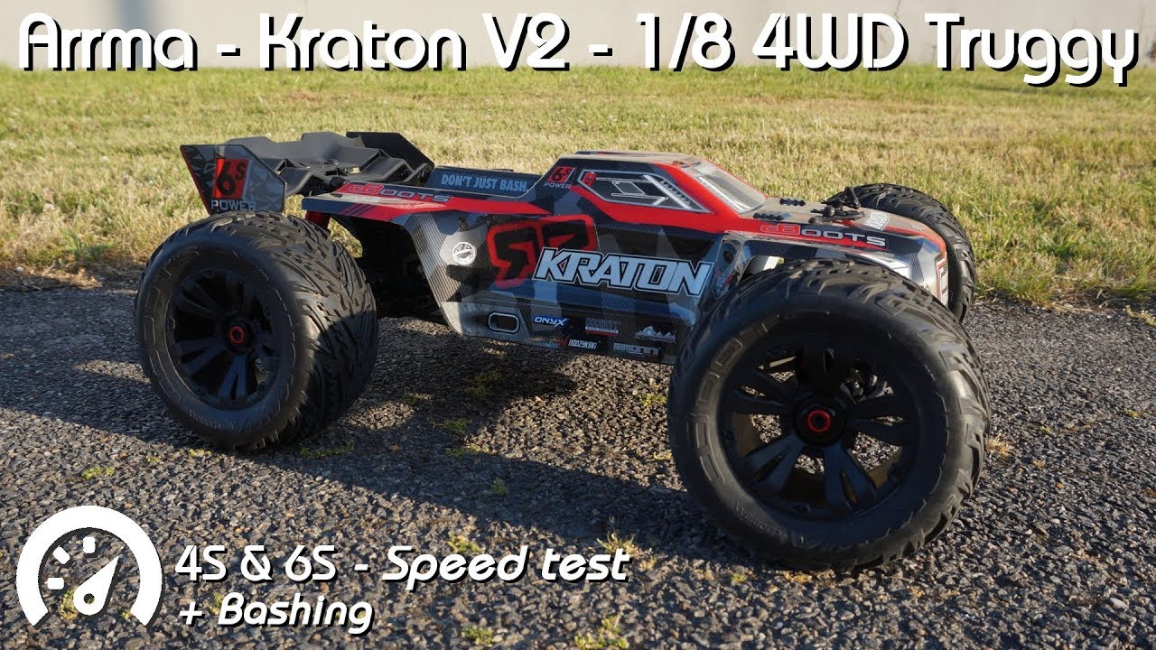 • Arrma - Kraton V2 - 1/8 4WD Truggy - 4s & 6s speed test + bashing •