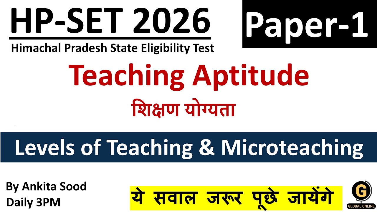 Levels of Teaching & Microteaching | Teaching Aptitude | HPSET Paper 1 2026 Preparation
