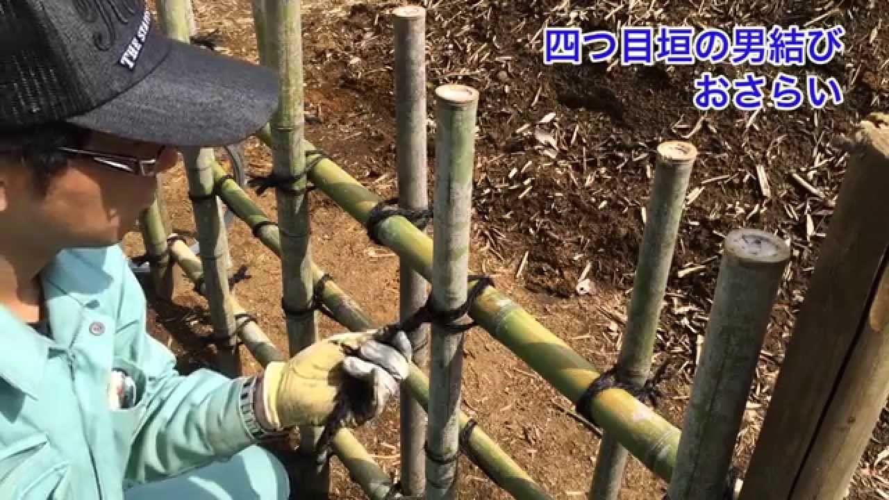 【造園】四つ目垣の男結び