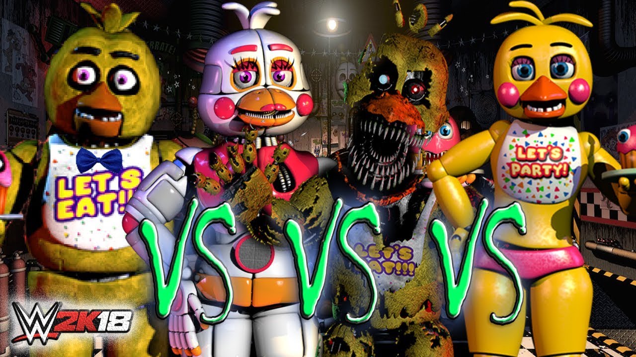FUNTIME CHICA vs NIGHTMARE CHICA vs TOY CHICA vs CHICA  on MONDAY NIGHT MAYHEM