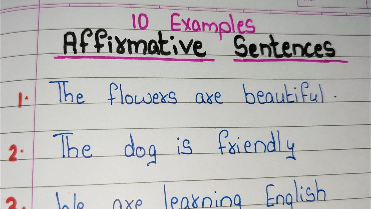 AFFIRMATIVE SENTENCES// 20 Examples of Affirmative Sentences in english/ 20 Affirmative sentence
