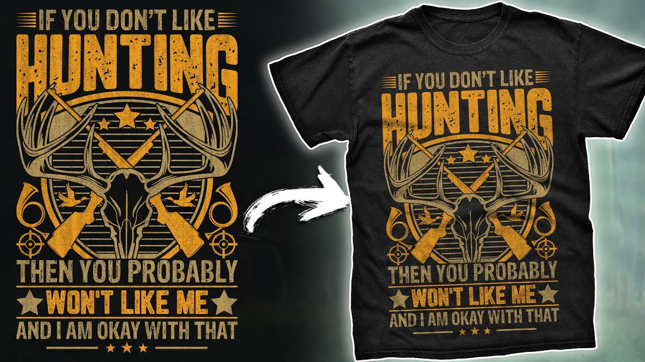 Hunting t-shirt design Tutorial in Illustrator। T-shirt Design Bangla Tutorial। AH T-SHIRT