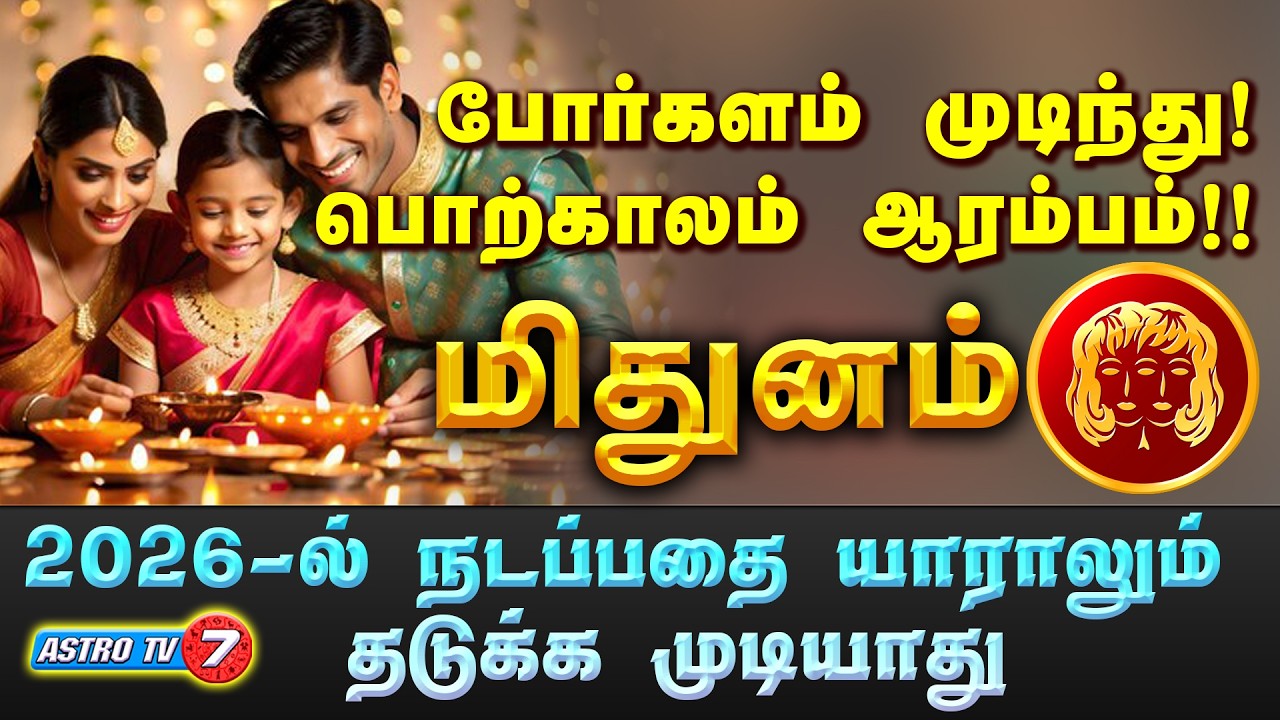 மிதுனராசிக்கு பொற்காலமாக வரும் 2026 | 500% இது நடக்கும் | MIDHUNAM | #astrotv7 #midhunam #astrology