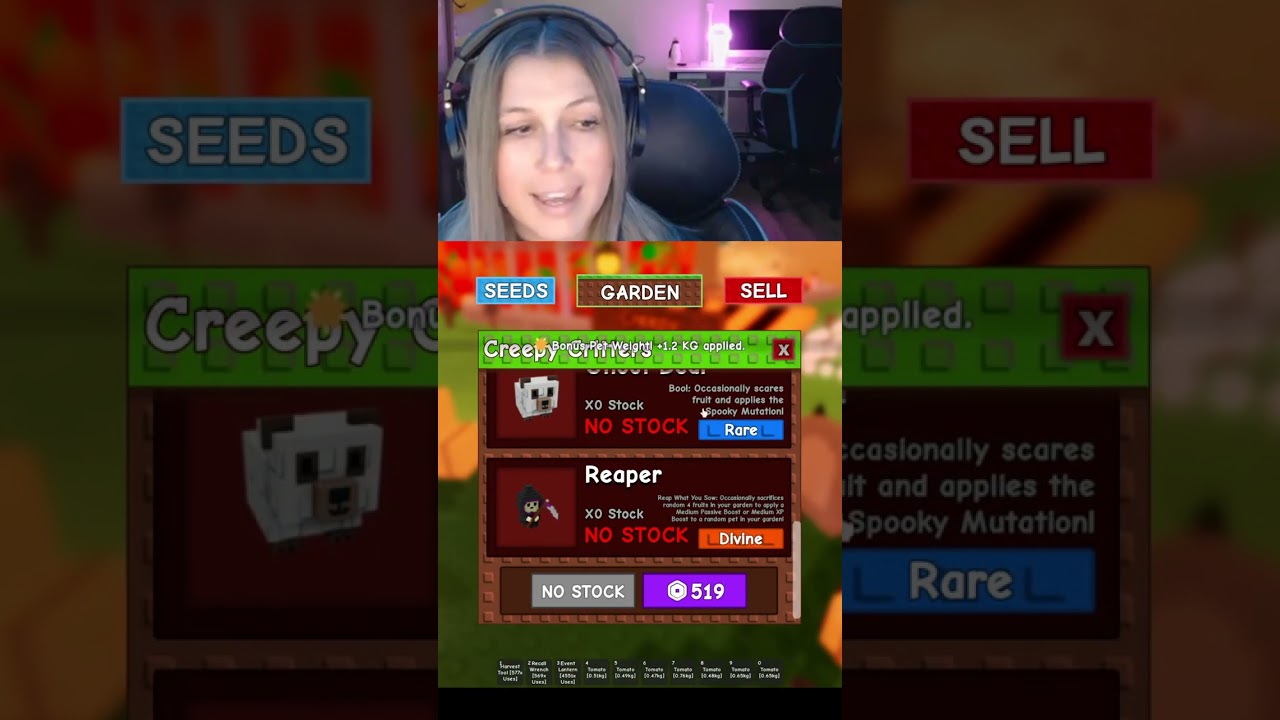 REAPER IN STOCK GROW A GARDEN ROBLOX | #k8lyn888 on #Twitch