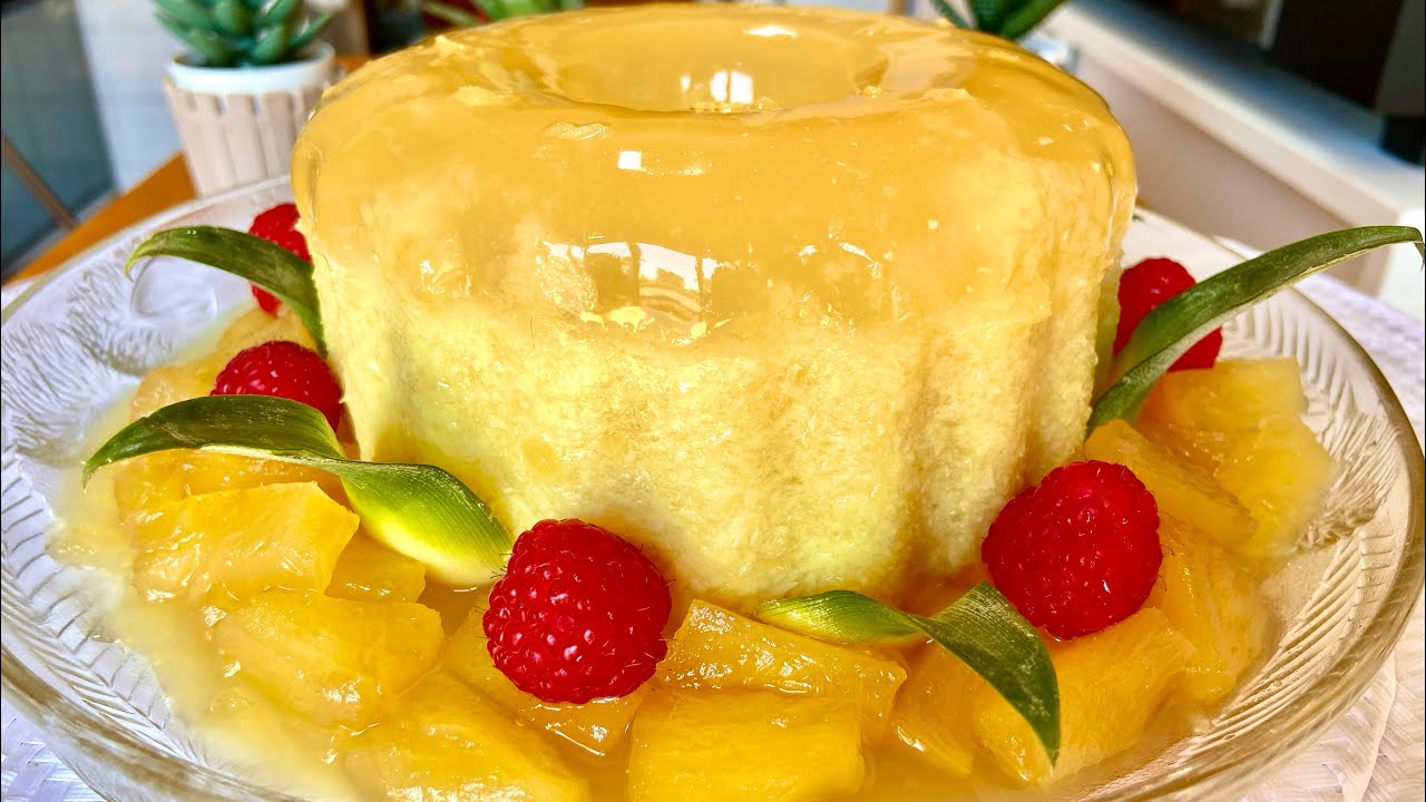 Pudim gelatina de Pina colada 🍍🥥 Receita fácil, parece quindim!