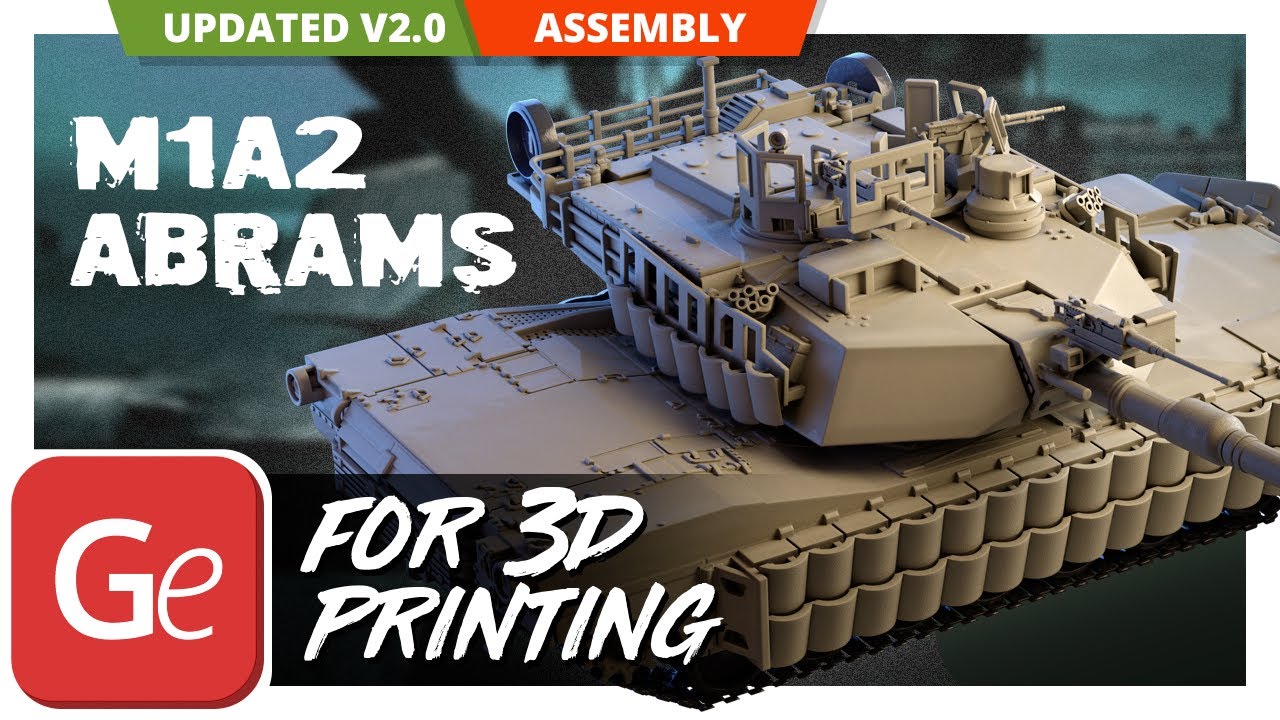Tank M1A2 Abrams Tusk 3D Printing Model | Version 2.0 | Assembly by Gambody