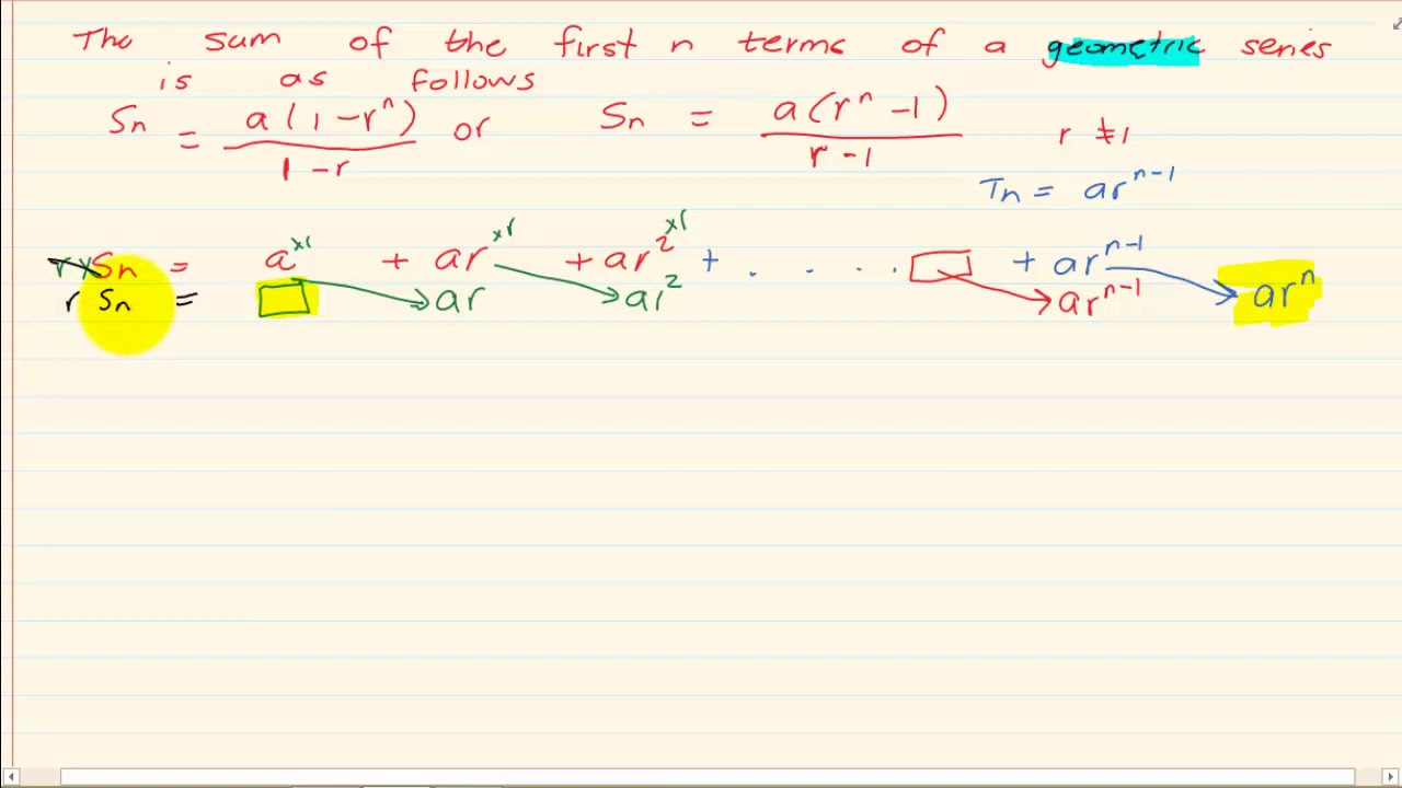 Grade 12 : Number Patterns :  Proof - Sum of a Geometric Sequence