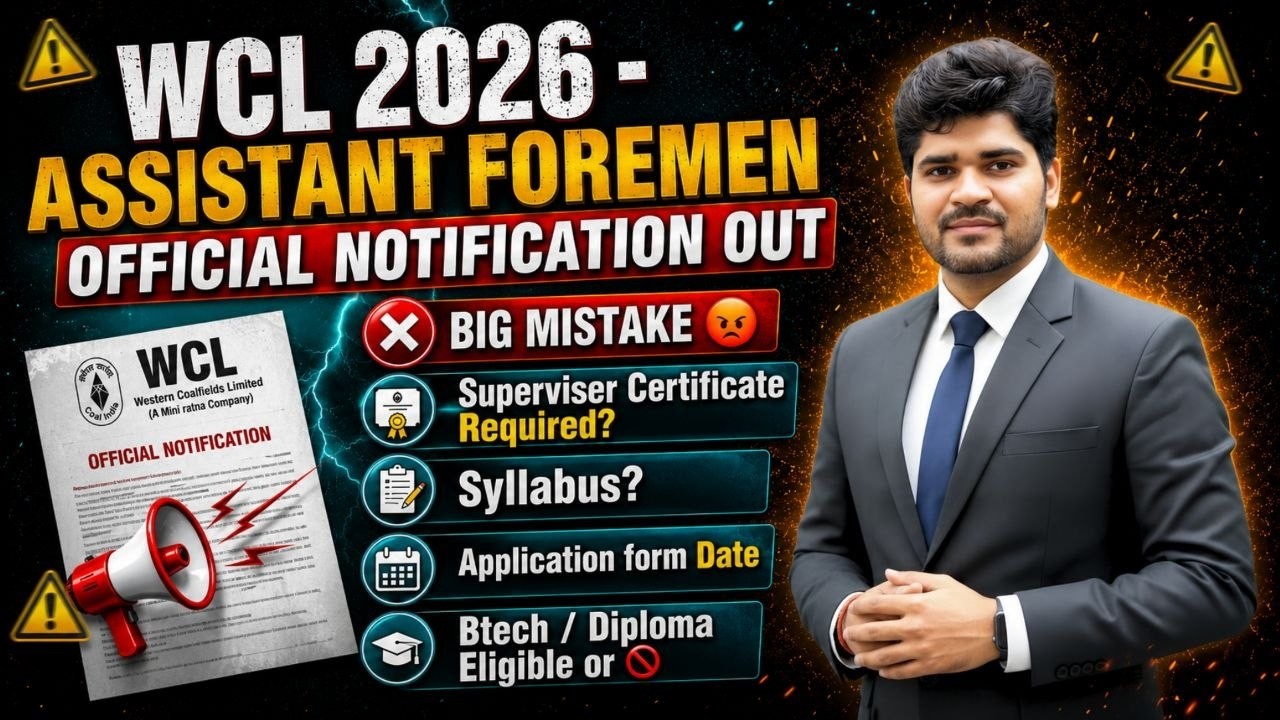 WCL 2026 Recruitment | Supervisory Certificate Compulsary | Elgibility | Syllabus #wcl #coalindia