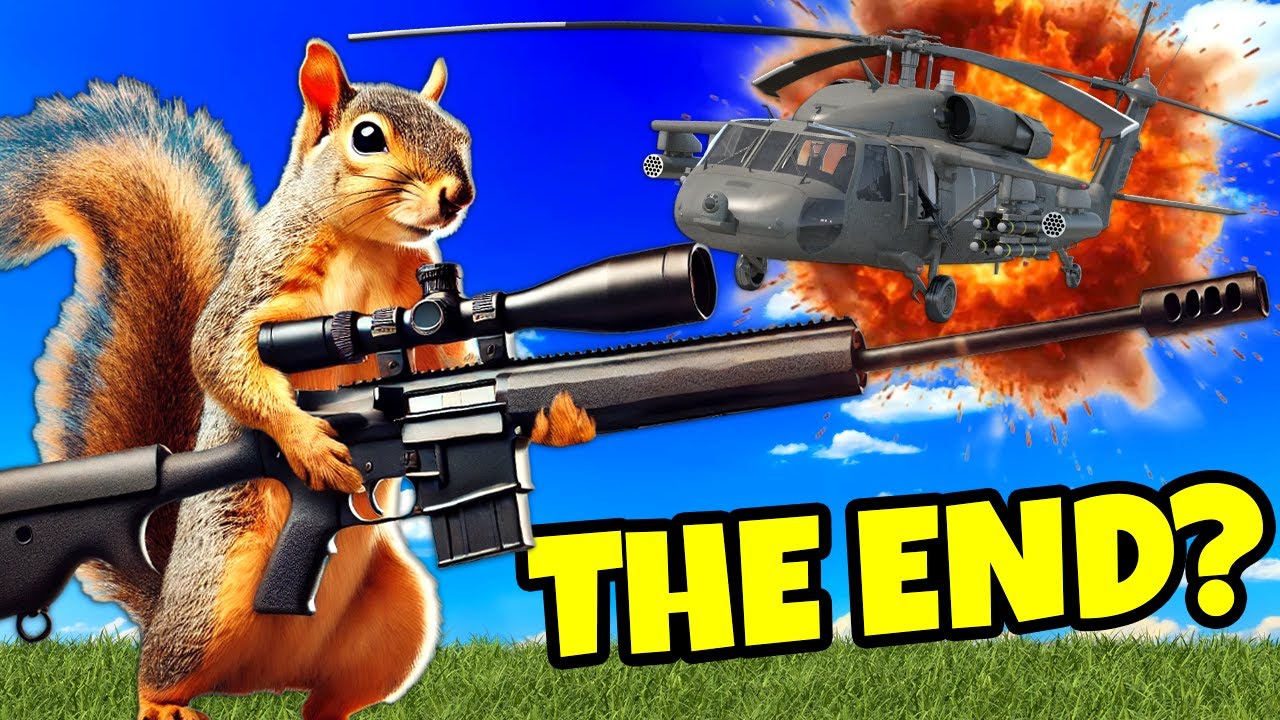 Squirrel Destroys ATTACK HELICOPTER with a Sniper in Squirrel With A Gun?!