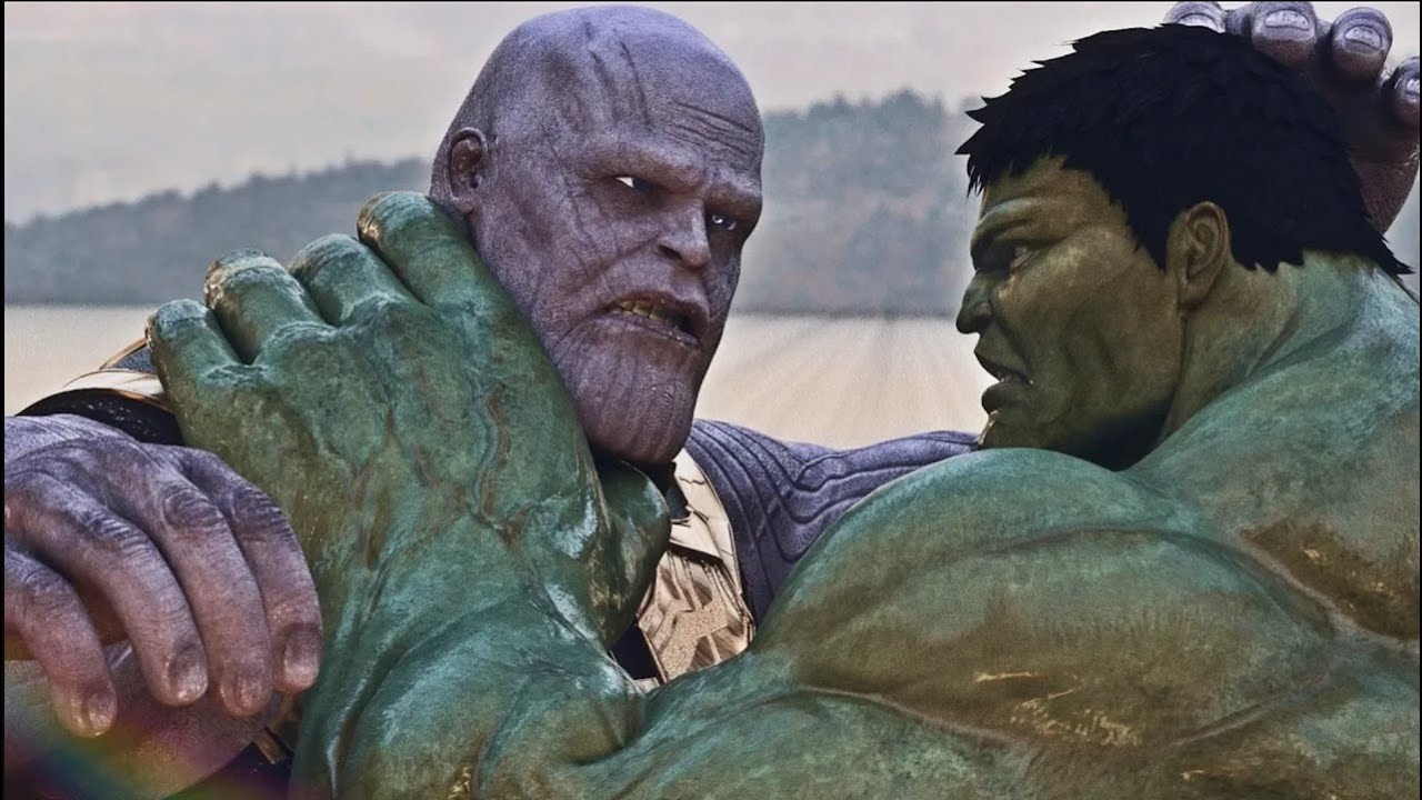THANOS POUNDS HULK, SPIDERMAN, CAPTAIN AMERICA & BLACK PANTHER