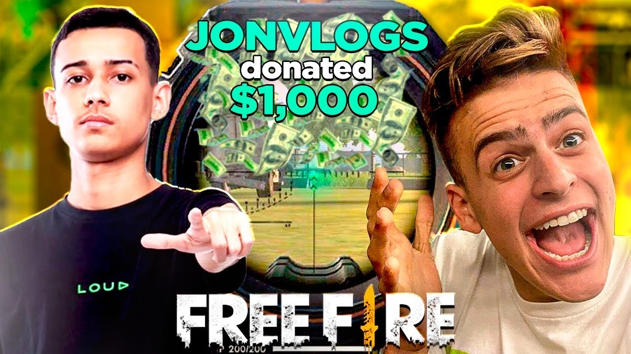 DOANDO R$1000 PARA STREAMERS de FREE FIRE! ‹ JonVlogs ›