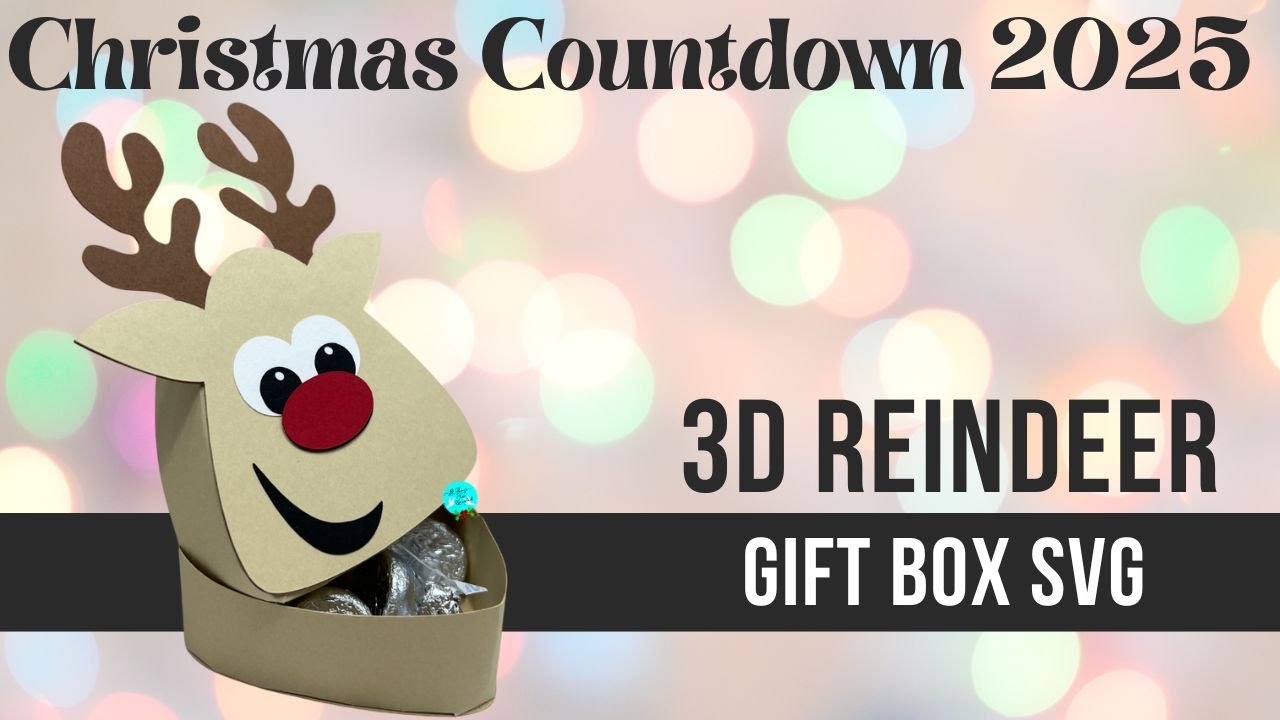 Christmas 3D Reindeer Gift Box SVG Cut File for Paper Craft with Cricut and Silhouette